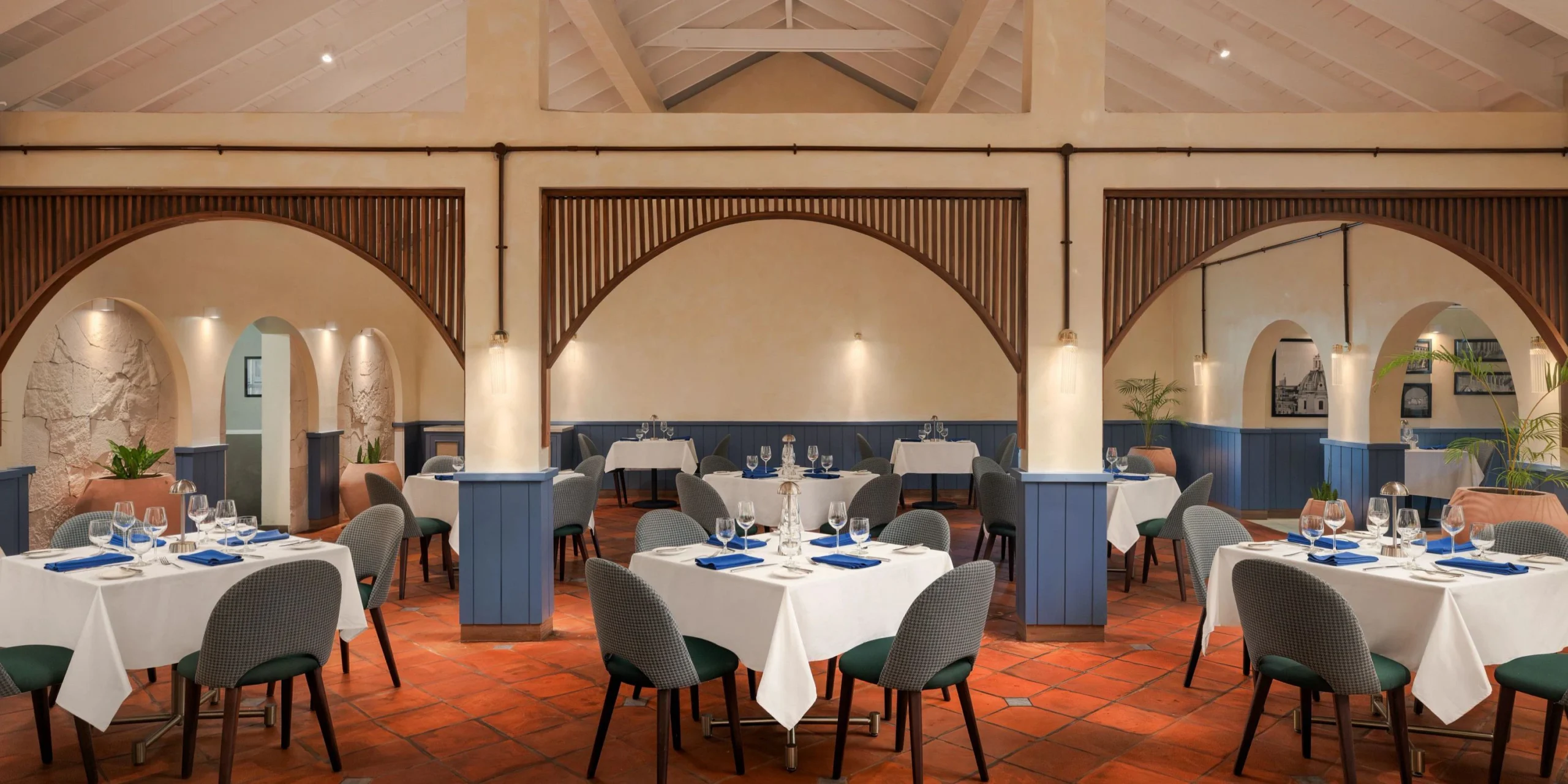 Elegant indoor reception setup at Portofino restaurant venue at Secrets St. Lucia Resort & Spa