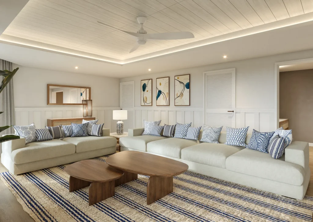 Preferred Club Presidential Suite living room with sectional sofa and modern décor.