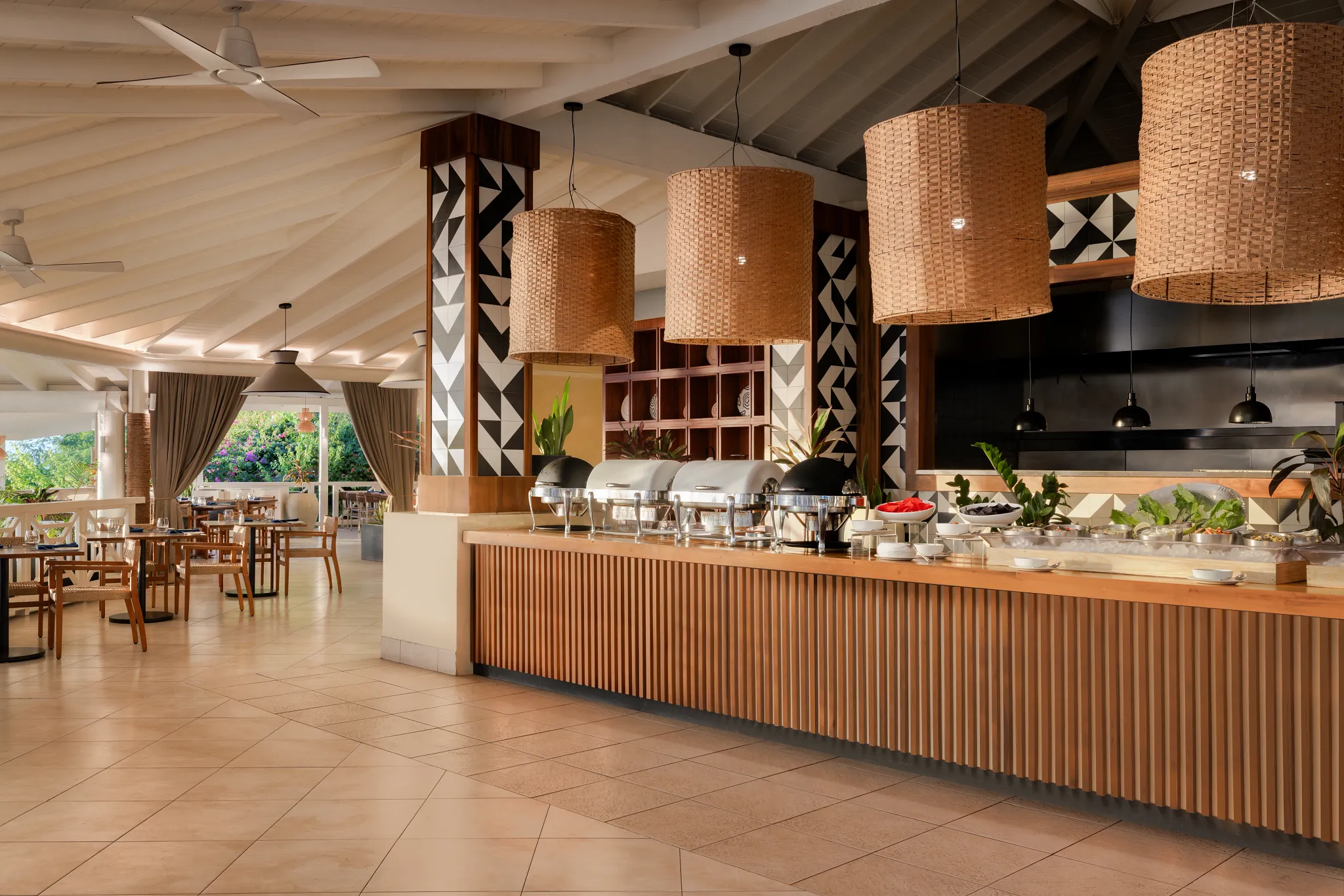 Seaside Grill at Secrets St. Lucia Resort & Spa featuring open-air beachfront dining with grilled specialties and ocean views.