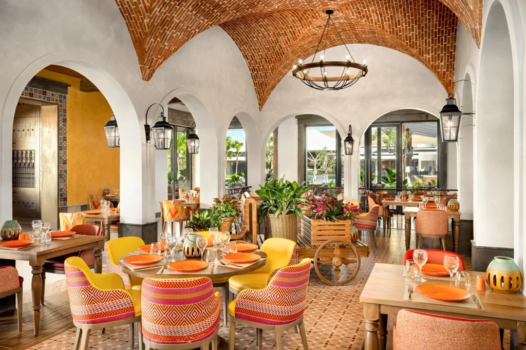 El Patio Mexican Restaurant at Secrets Tides Punta Cana featuring traditional décor, warm ambiance, and authentic Mexican cuisine.