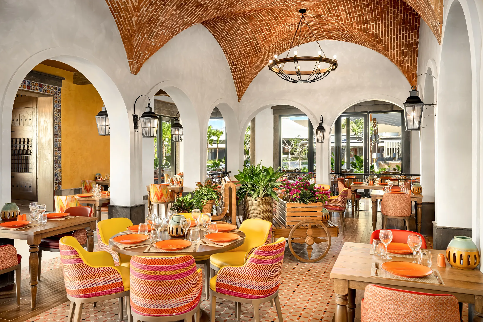 El Patio Mexican Restaurant at Secrets Tides Punta Cana featuring traditional décor, warm ambiance, and authentic Mexican cuisine.