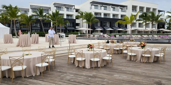 Pool Deck wedding venue at Secrets Tides Punta Cana with poolside reception setup