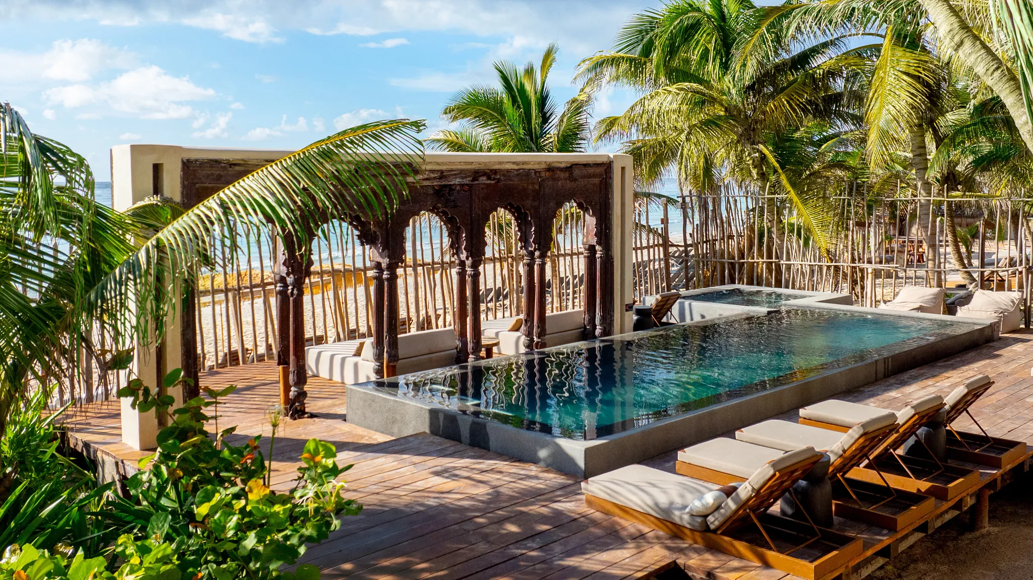 Oceanfront infinity pool at Casa Zamna Beach Club at Secrets Tulum Resort & Beach Club.