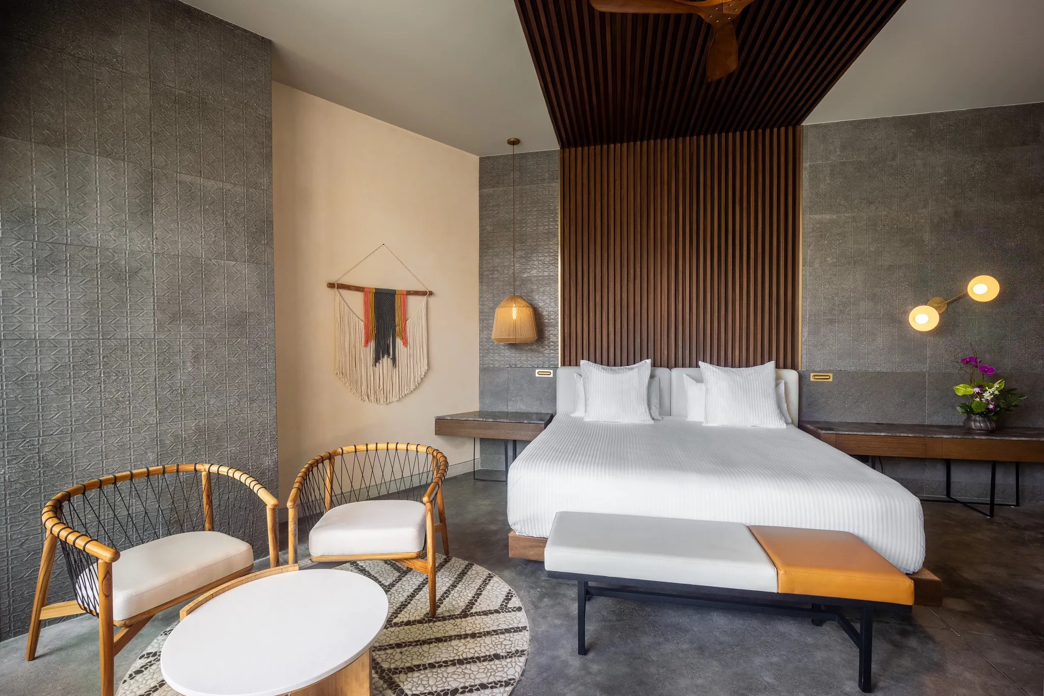 Junior Suite Swim Out with king bed, seating area, and contemporary décor at Secrets Tulum Resort & Beach Club.
