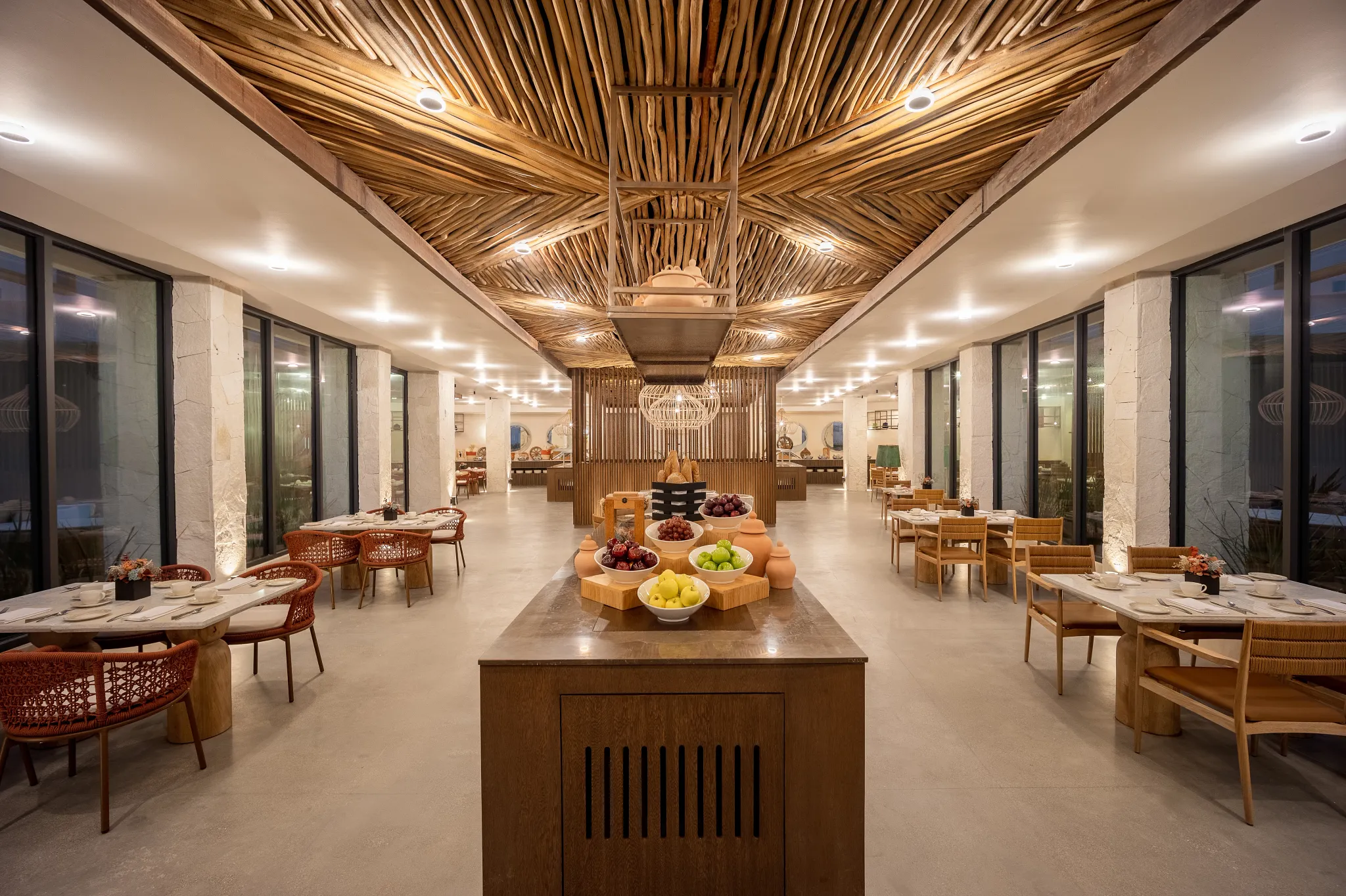 Market Café at Secrets Tulum Resort & Beach Club featuring international buffet dining, elegant contemporary décor, and fresh global cuisine.