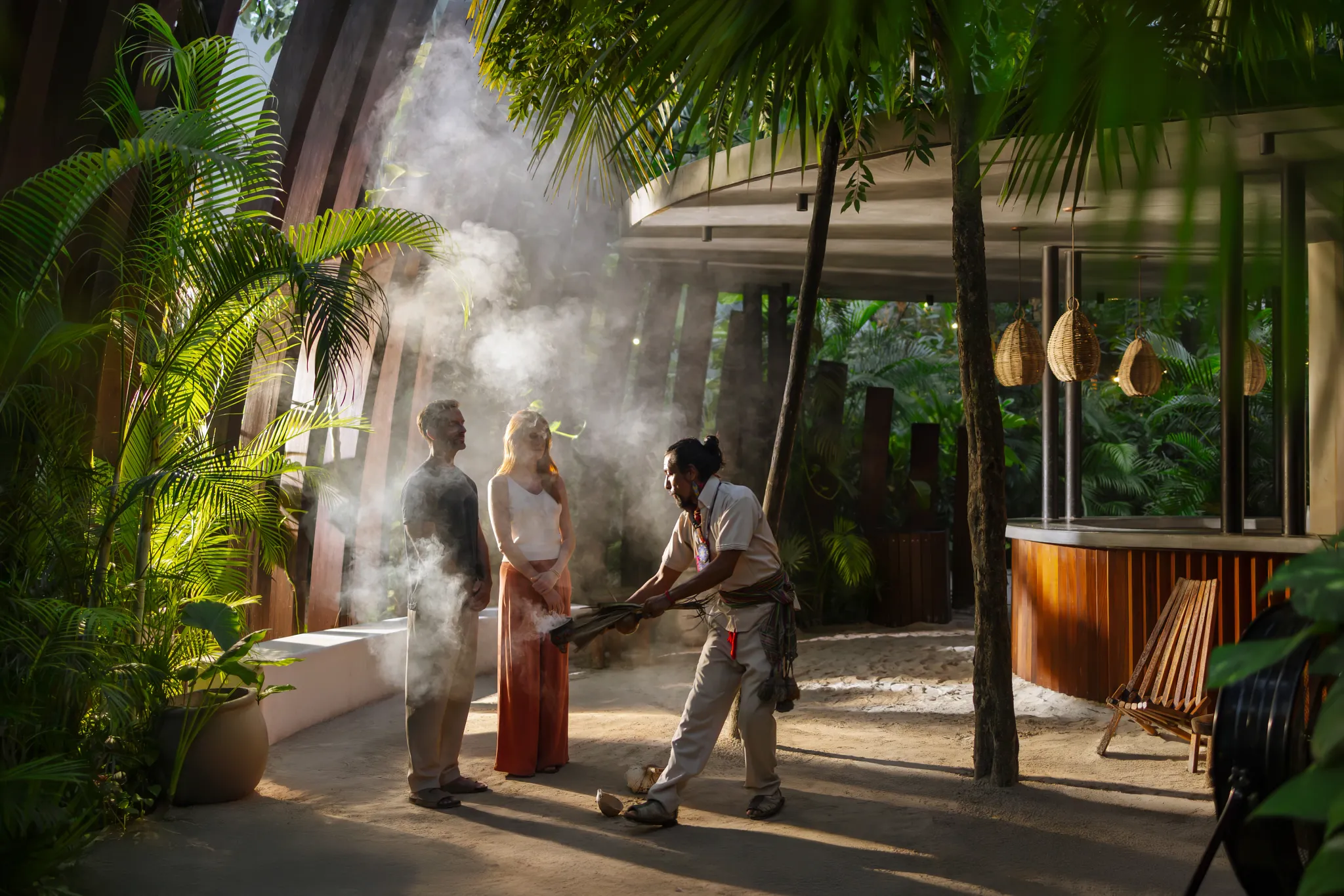 Traditional Mayan welcome ceremony at the entrance of Secrets Tulum Resort & Beach Club.