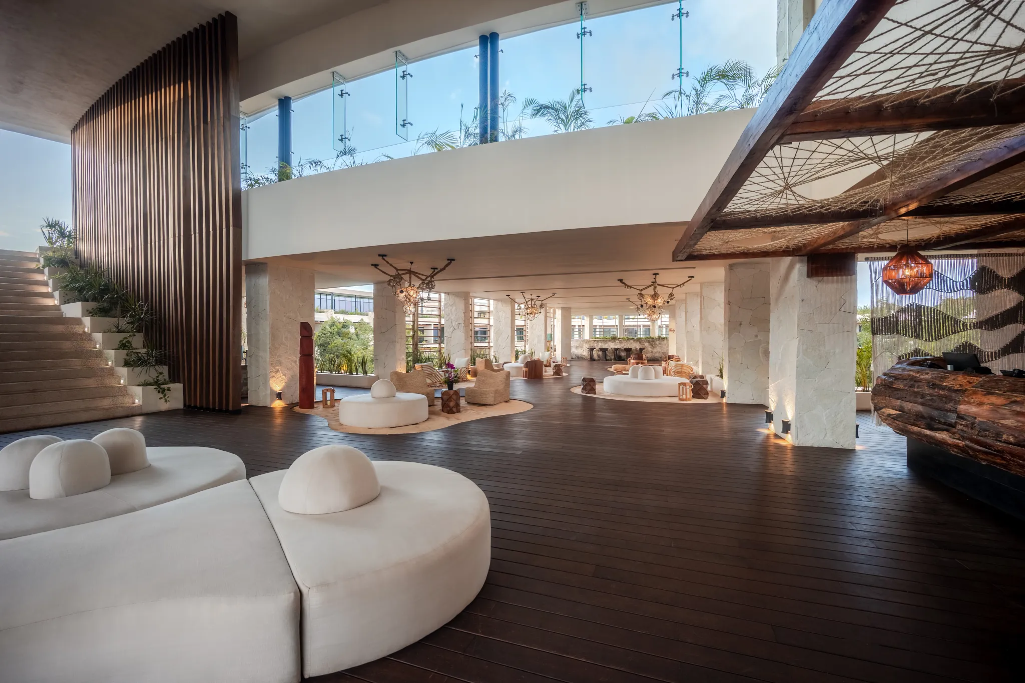 Spacious open-air lobby at Secrets Tulum Resort & Beach Club.