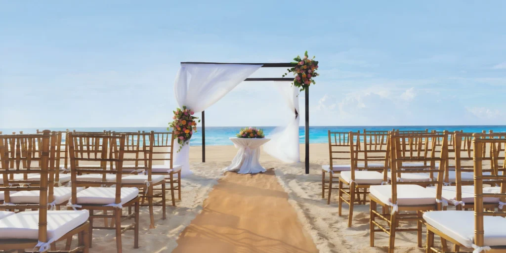 Beach wedding ceremony setup at Sunscape Cancun Resort & Spa in Cancun