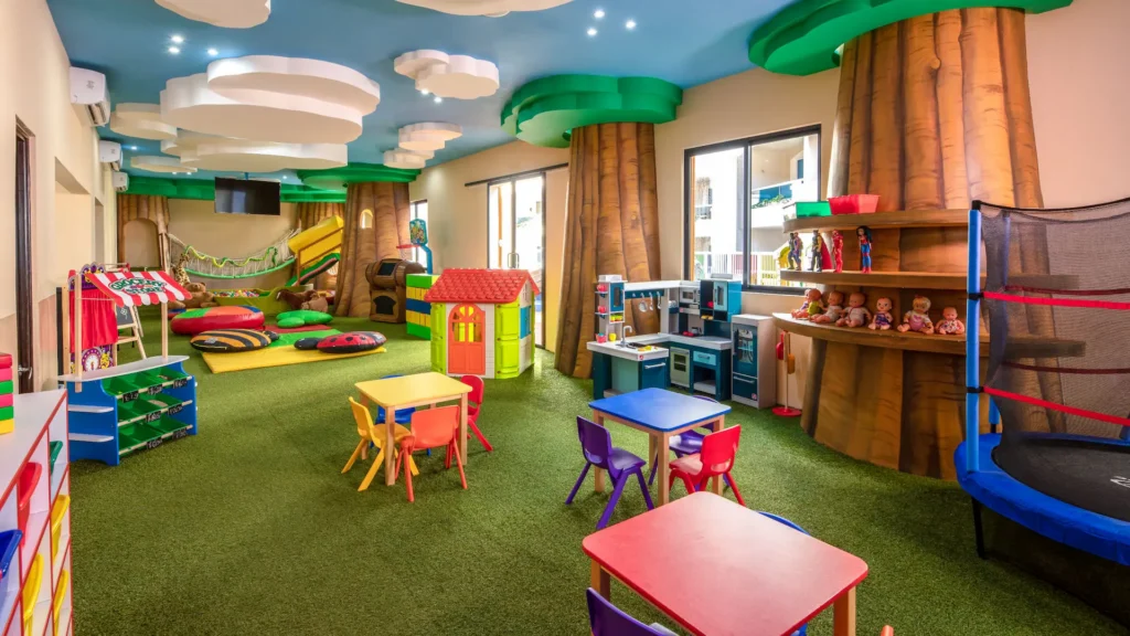 Indoor kids club play area with toys and games at Sunscape Cancun Resort & Spa in Cancun.