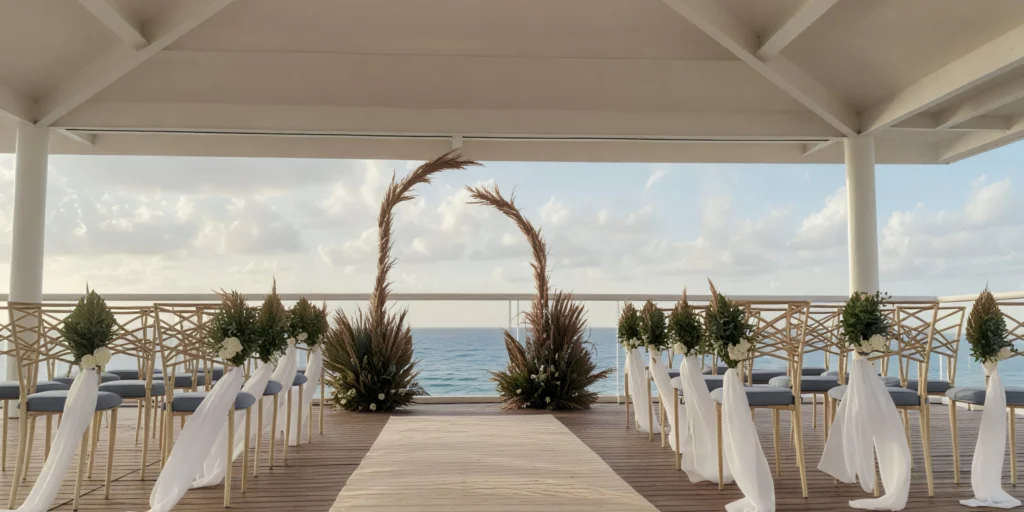 Oceanfront wedding gazebo ceremony setup at Sunscape Cancun Resort & Spa