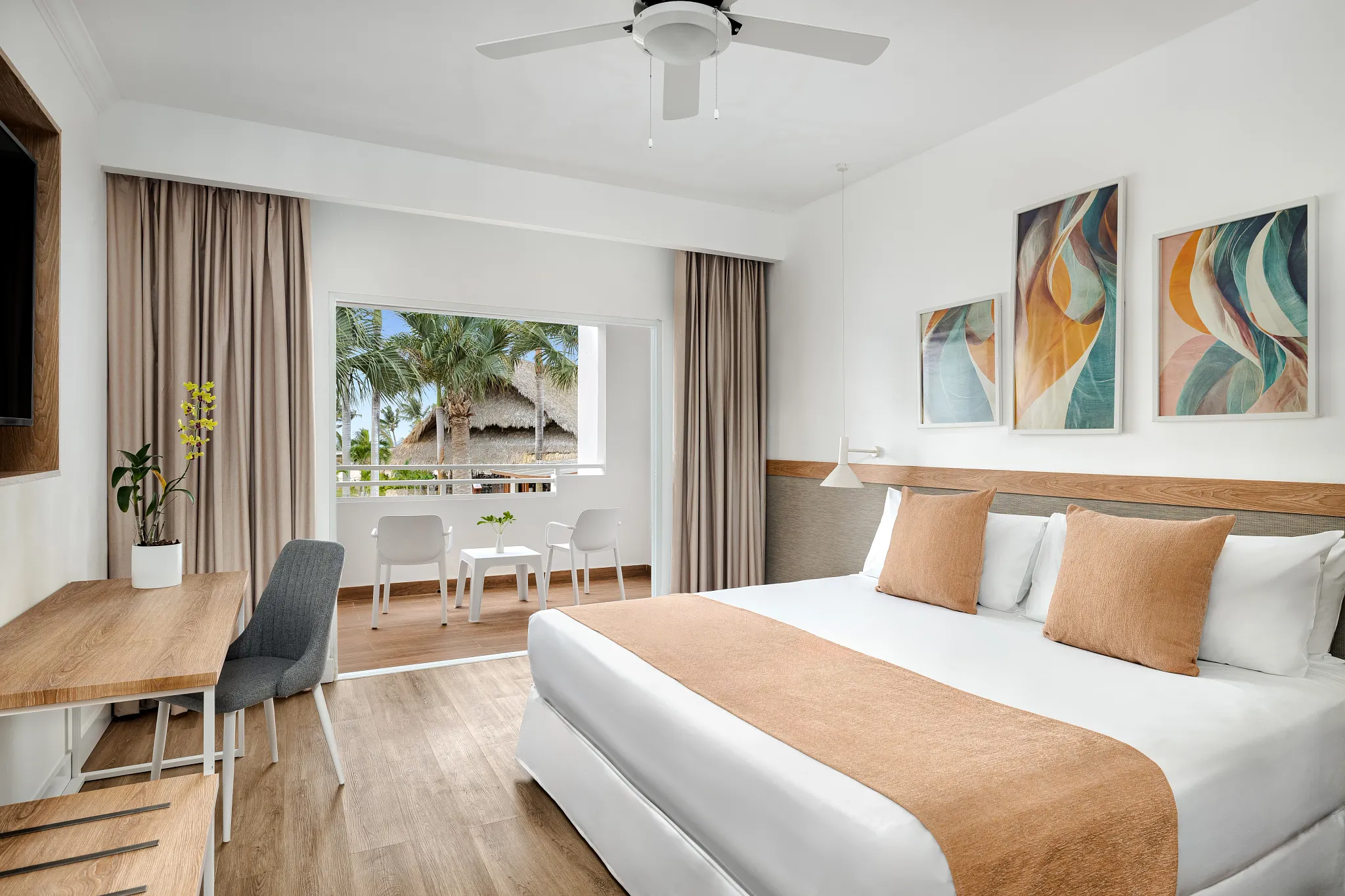 Double or King Room with king bed, balcony, and garden view at Sunscape Dominicus La Romana resort.