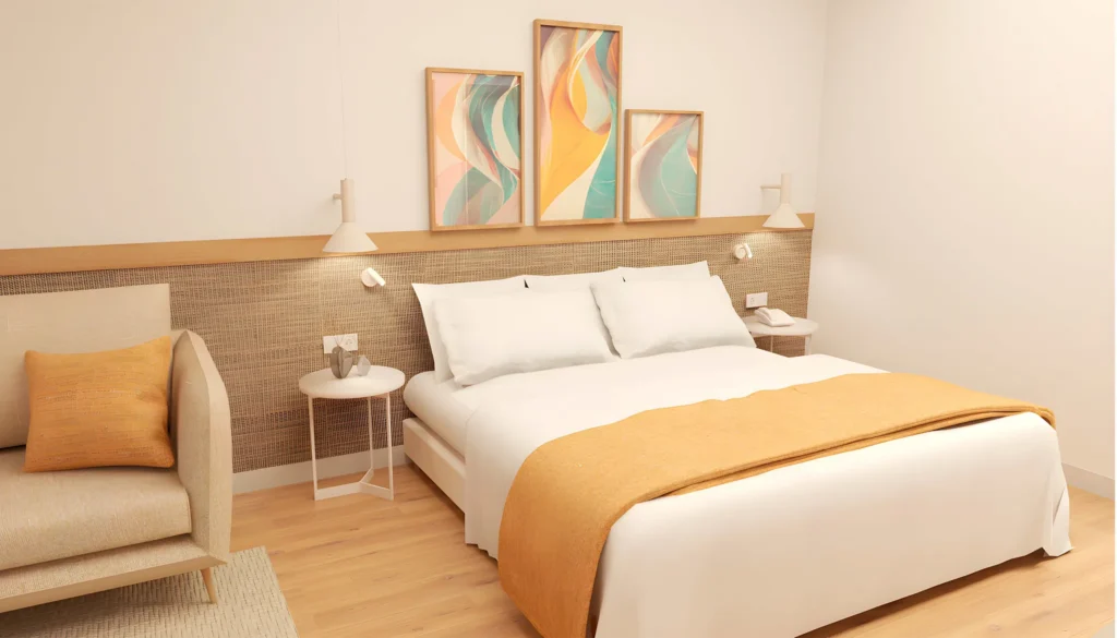 Double or King Room with king bed, neutral décor, and modern furnishings at Sunscape Dominicus La Romana.