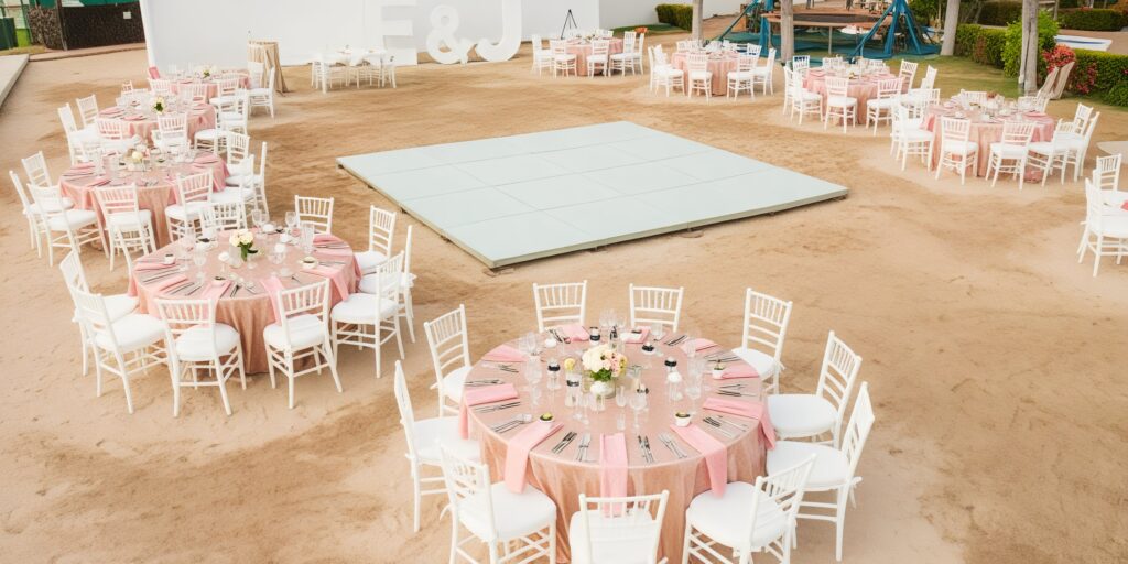 Outdoor solarium wedding reception setup at Sunscape Puerto Vallarta Resort & Spa