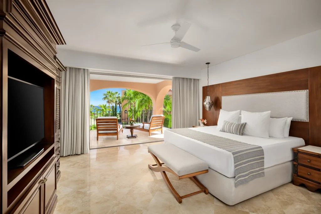 Imperial Two Bedroom Suite ocean view bedroom with king bed and private terrace at Zoëtry Casa del Mar Los Cabos.