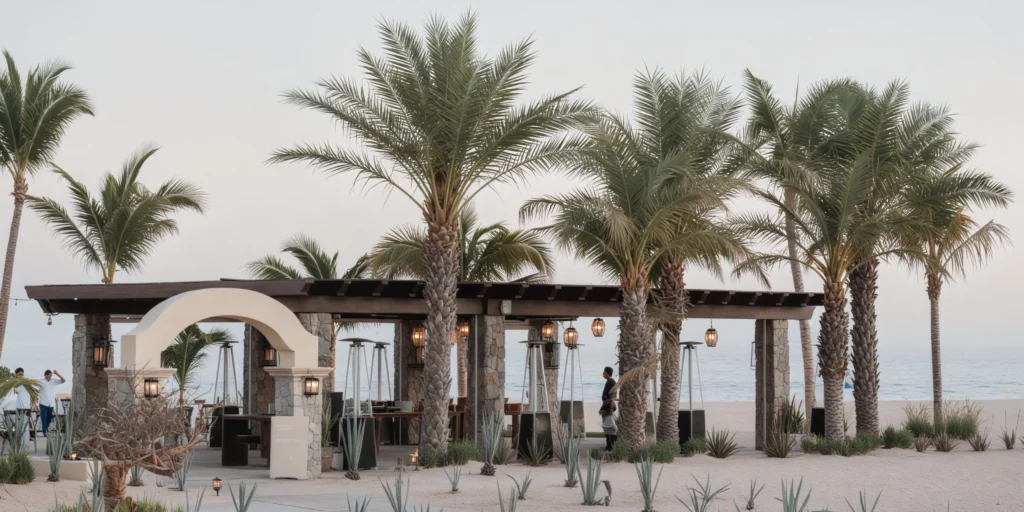 Saltwater oceanfront terrace venue with pergola and reception setup at Zoëtry Casa del Mar Los Cabos