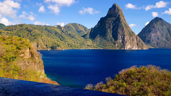 Anse Chastanet Beach with volcanic sand and lush tropical scenery near Zoëtry Marigot Bay St. Lucia