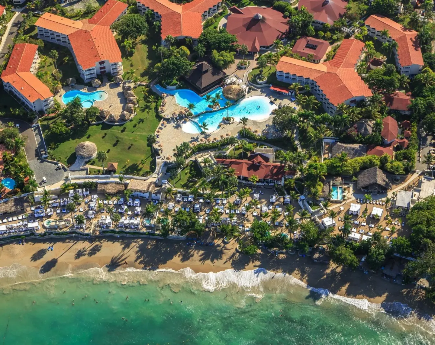 Aerial beachfront view of pools and resort buildings at Lifestyle Tropical Beach Resort & Spa.