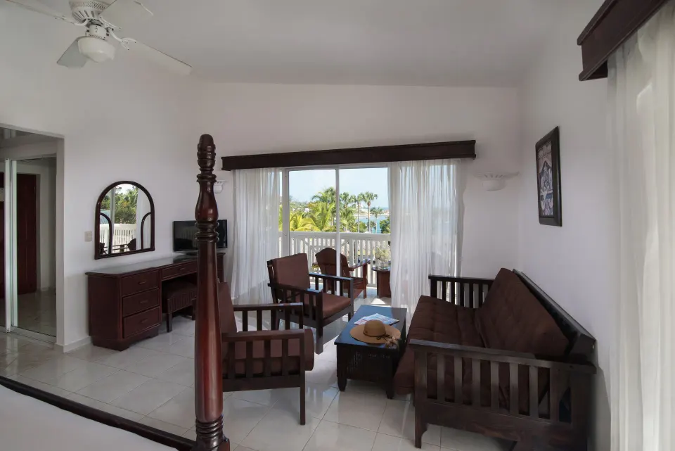 Superior Room Garden View sitting area and balcony at Lifestyle Tropical Beach Resort & Spa.