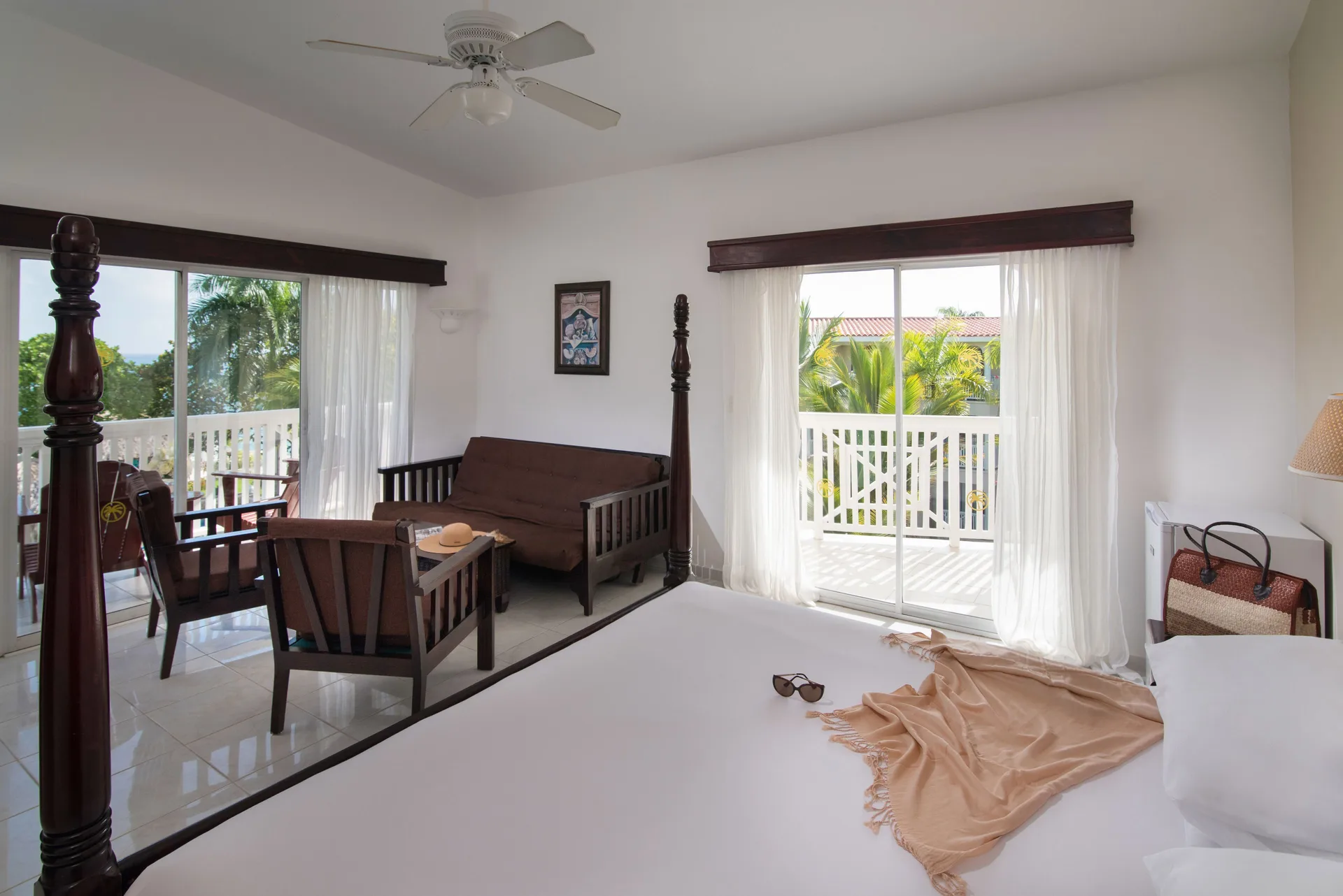 Superior Room Garden View bed and twin balconies at Lifestyle Tropical Beach Resort & Spa.