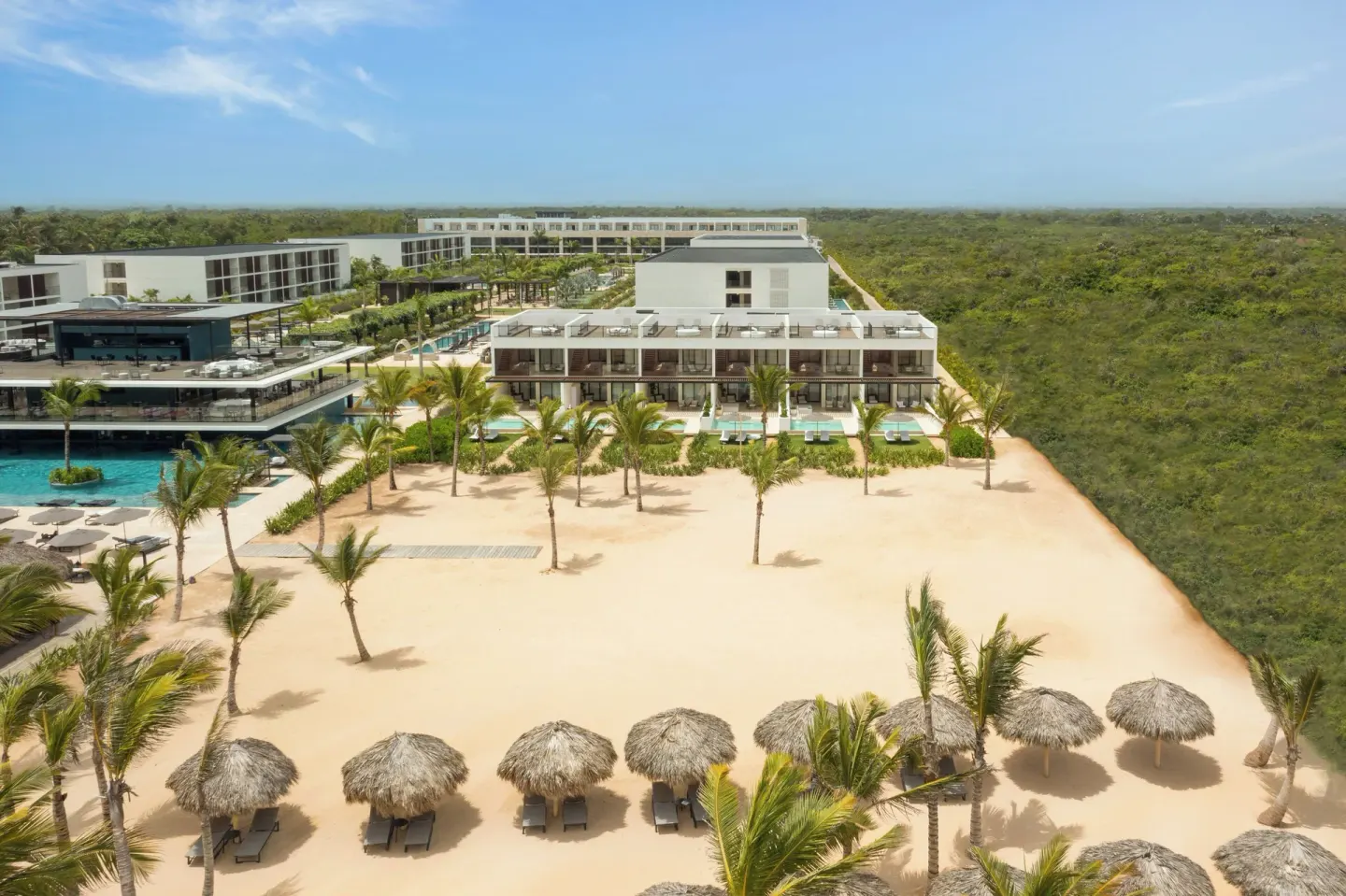 Viento Suite Ocean Front beach and resort view at Live Aqua Punta Cana.