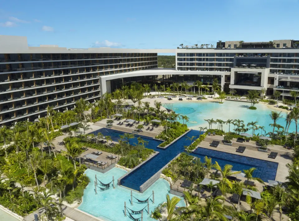 Secrets Moxché Playa del Carmen adults-only luxury all-inclusive resort with lagoon-style pools and contemporary architecture in Playa del Carmen, Mexico.