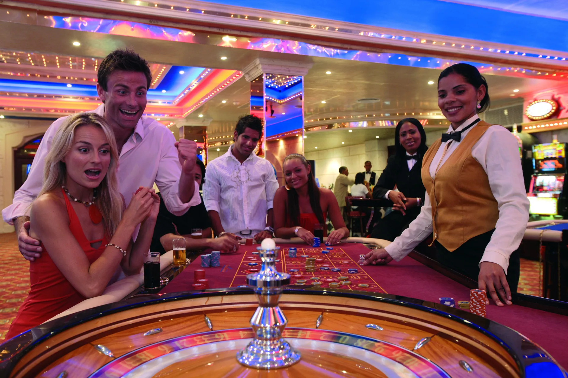 Guests play roulette at the casino at Majestic Elegance Punta Cana.