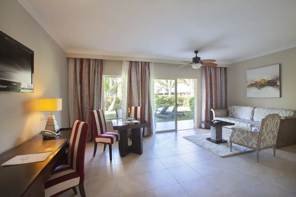 Elegance Club One Bedroom Suite living room at Majestic Elegance Punta Cana.