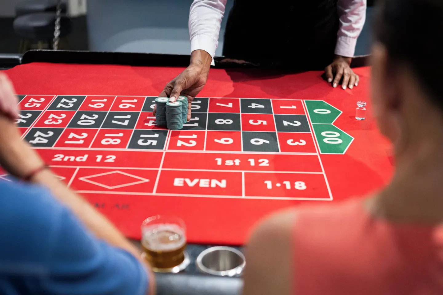 A dealer places chips on a roulette table at Majestic Mirage Punta Cana.
