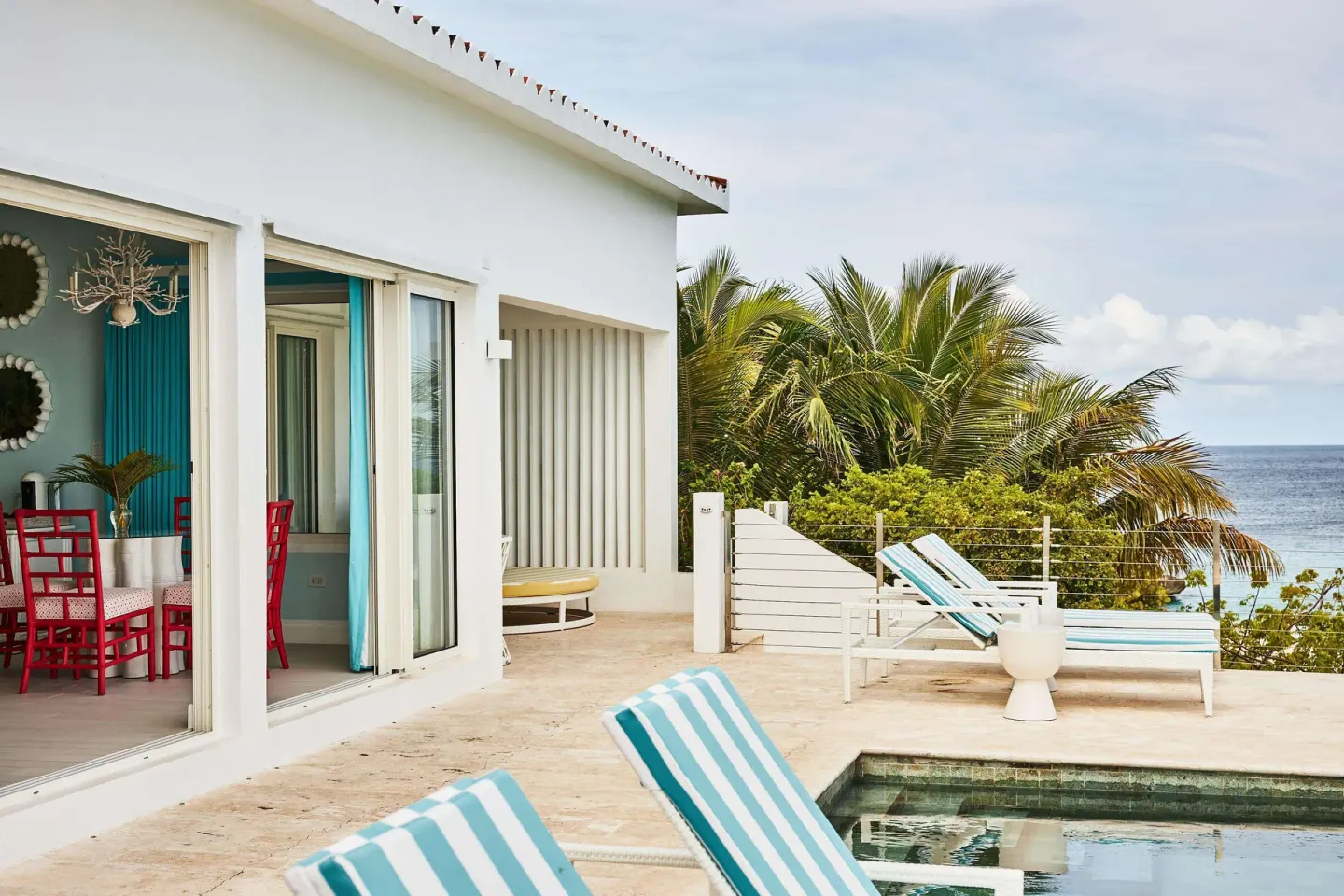 Private terrace with plunge pool and ocean view at Malliouhana Resort Anguilla.