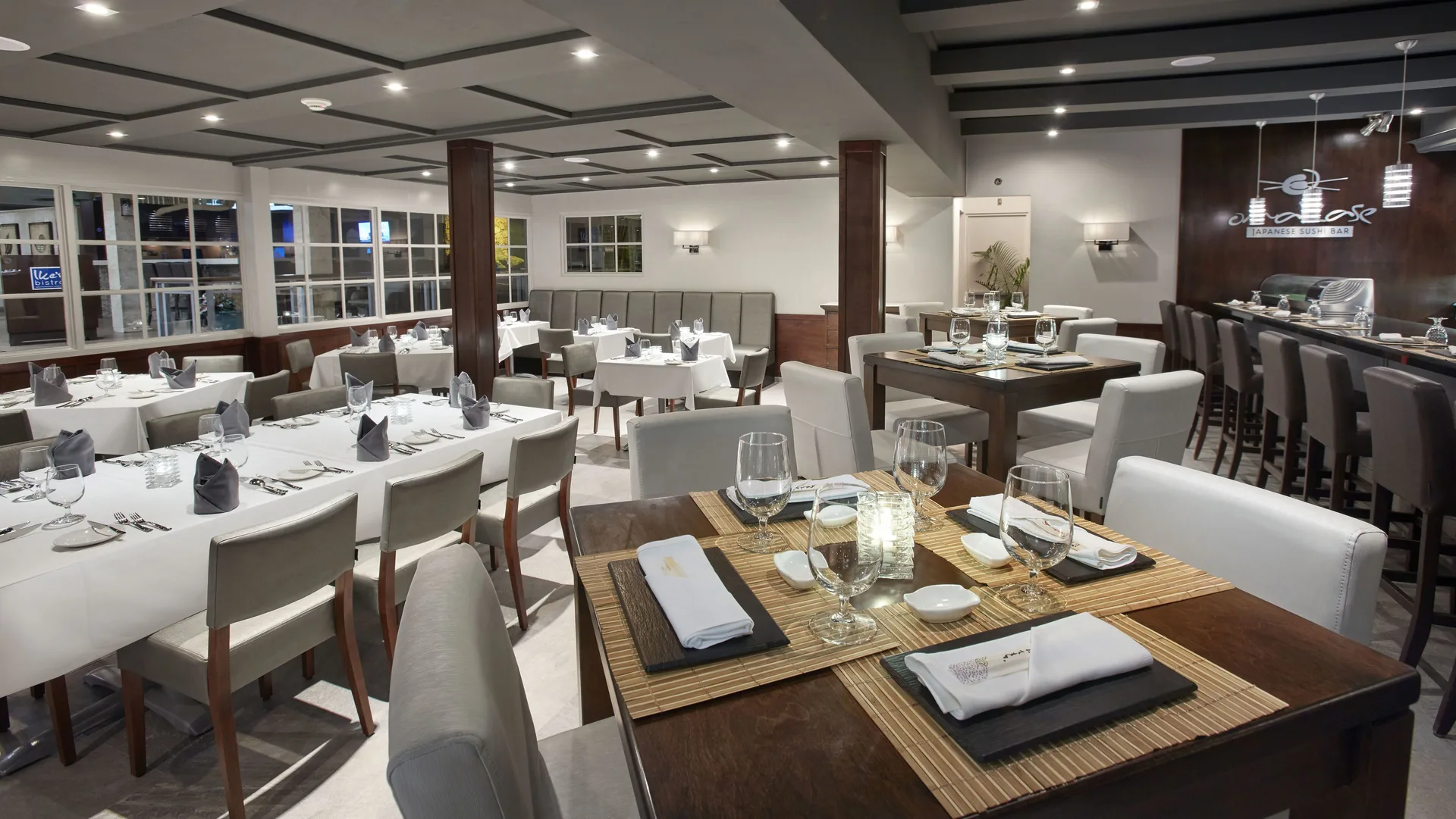 Omakase Sushi Bar dining room at Manchebo Beach Resort and Spa.