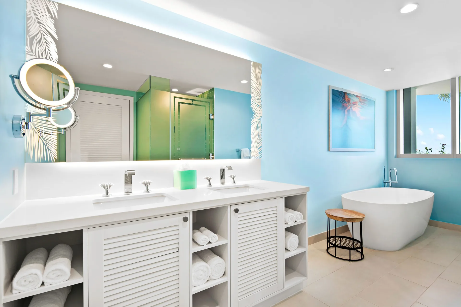 Double vanity and freestanding tub at Margaritaville Beach Resort - Nassau.