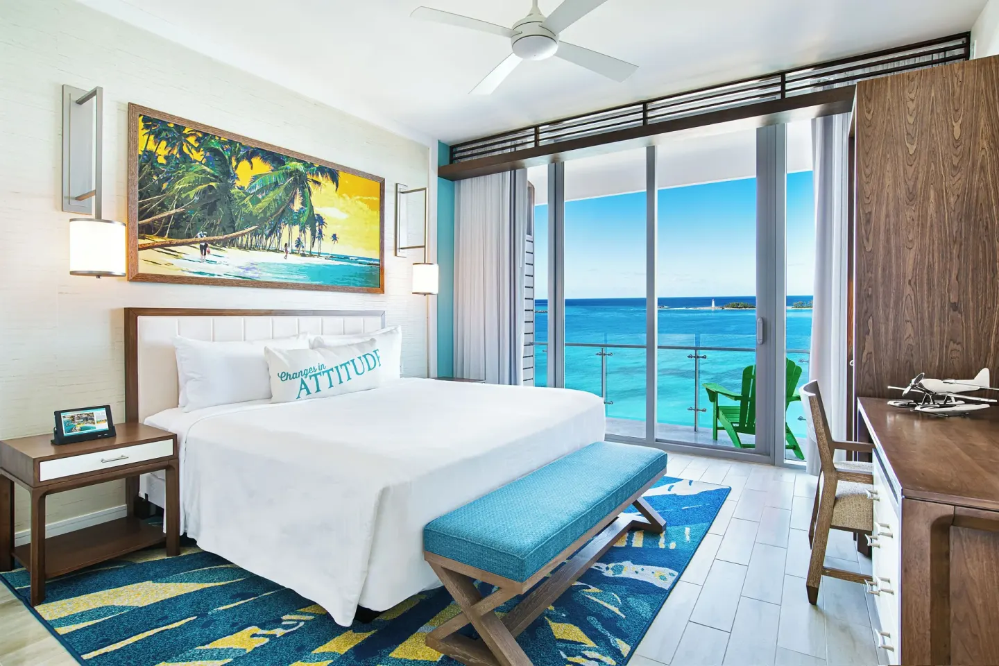 Oceanfront studio with king bed and balcony at Margaritaville Beach Resort - Nassau.
