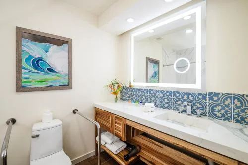 Standard Room bathroom vanity at Margaritaville Beach Resort Playa Flamingo.