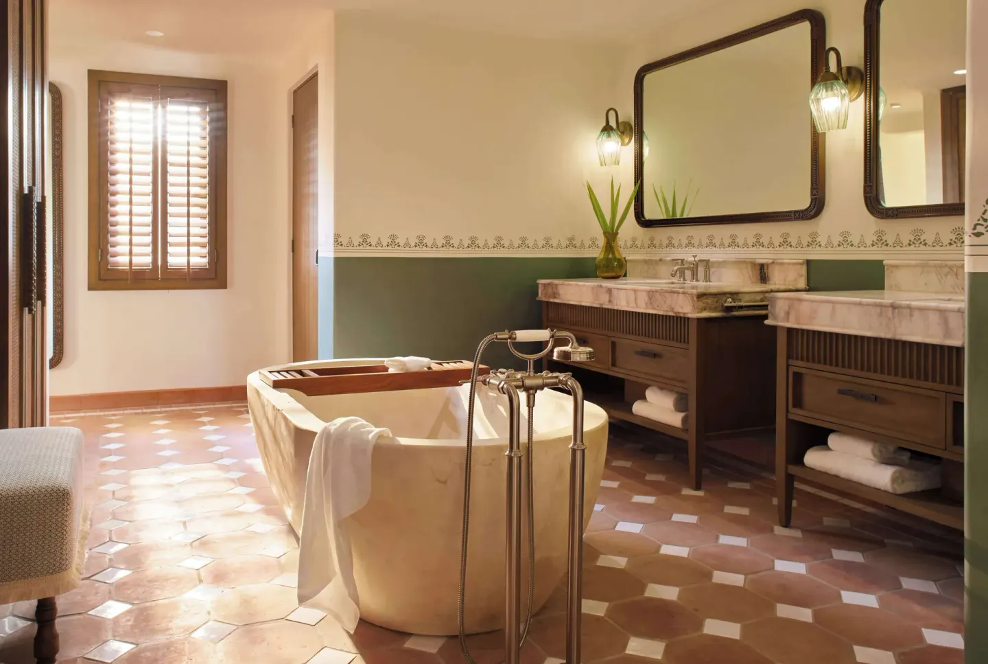 Bathroom with freestanding tub and double vanities at Maroma, Riviera Maya.