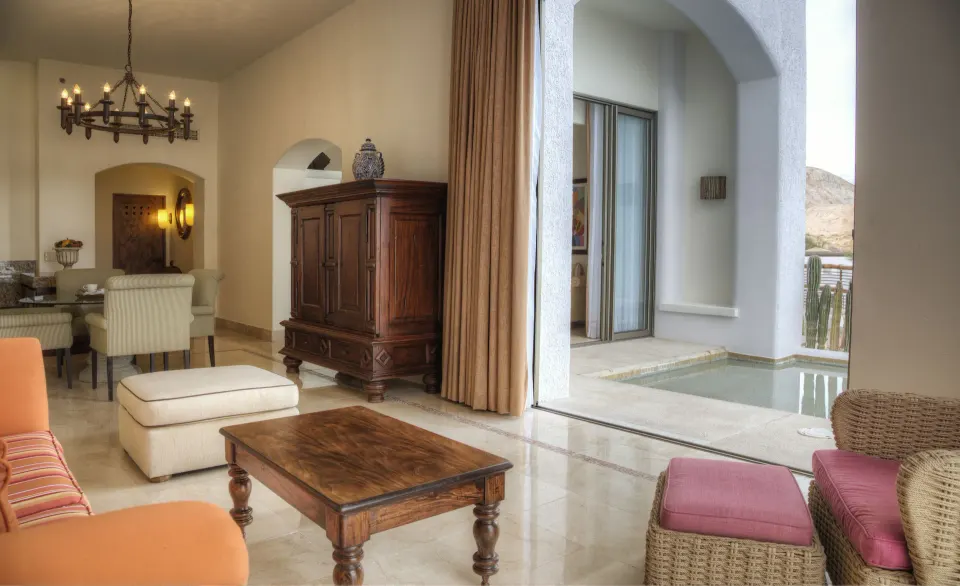 Master Suite living area with plunge pool terrace at Marquis Los Cabos.