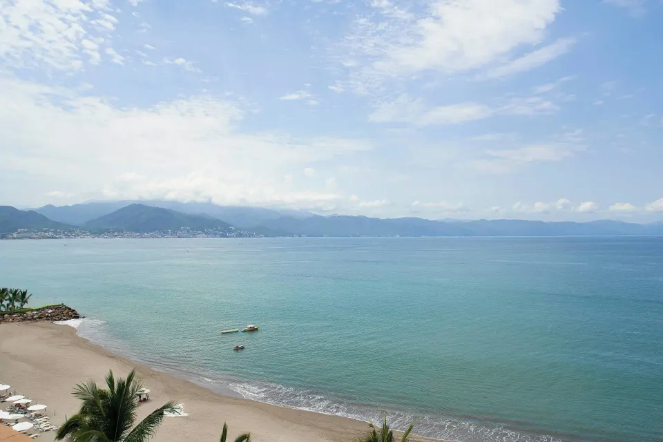 Bay and mountain view from the Presidential Suite at Marriott Puerto Vallarta Resort & Spa.
