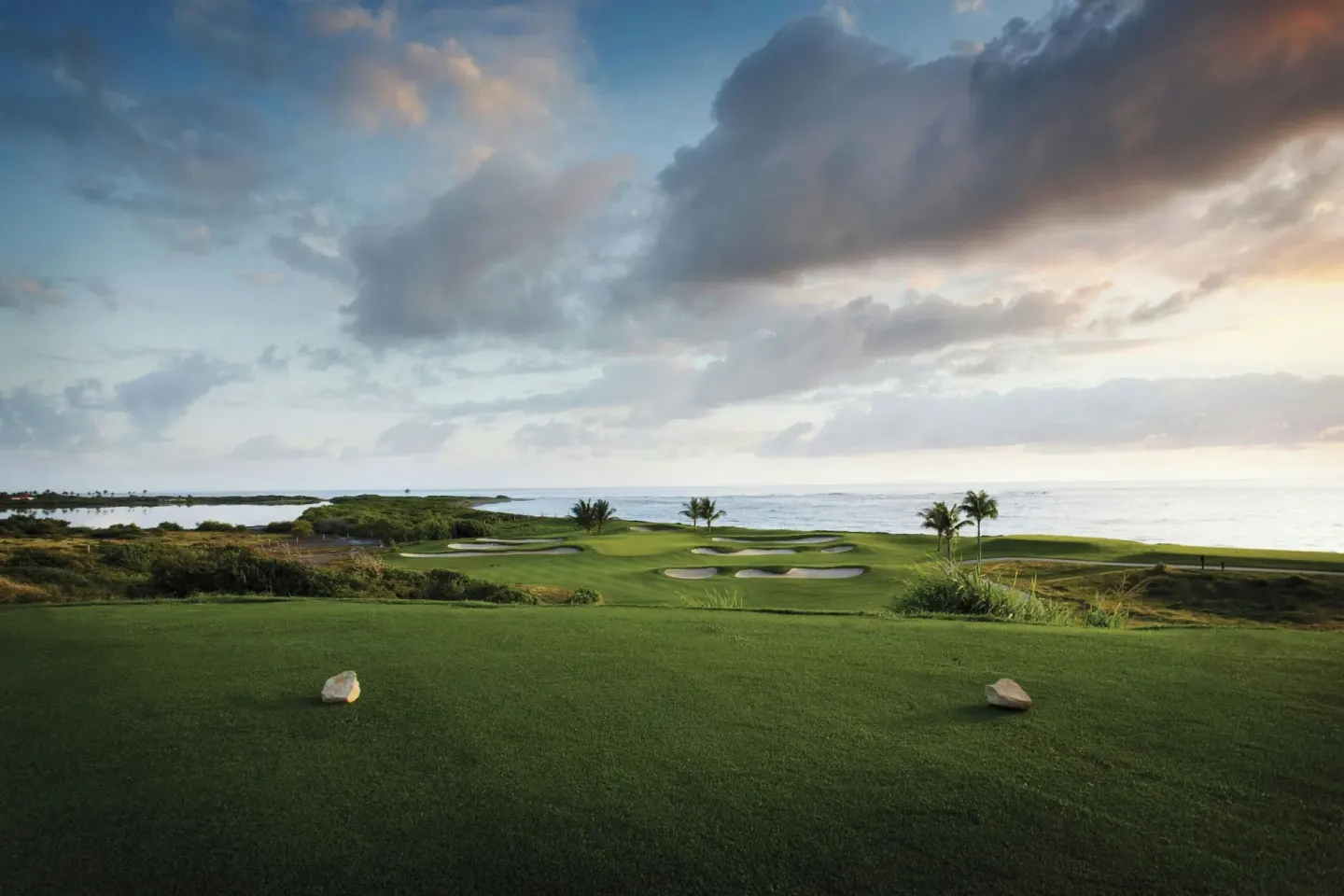 Oceanfront golf course view at Marriott's St. Kitts Beach Club.