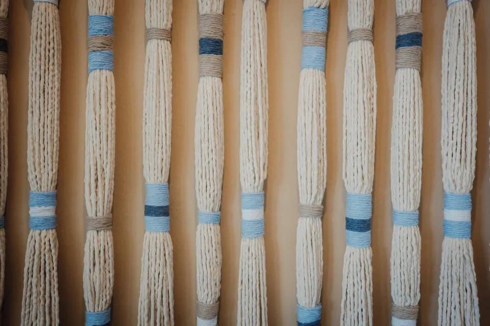 Close-up of decorative rope wall art in a junior suite at Melia Cozumel