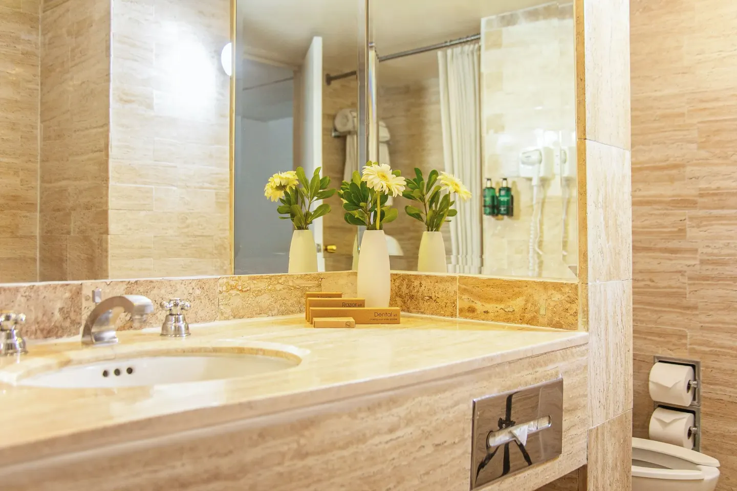 Premium Suite Garden View bathroom sink and mirror at Melia Puerto Vallarta.