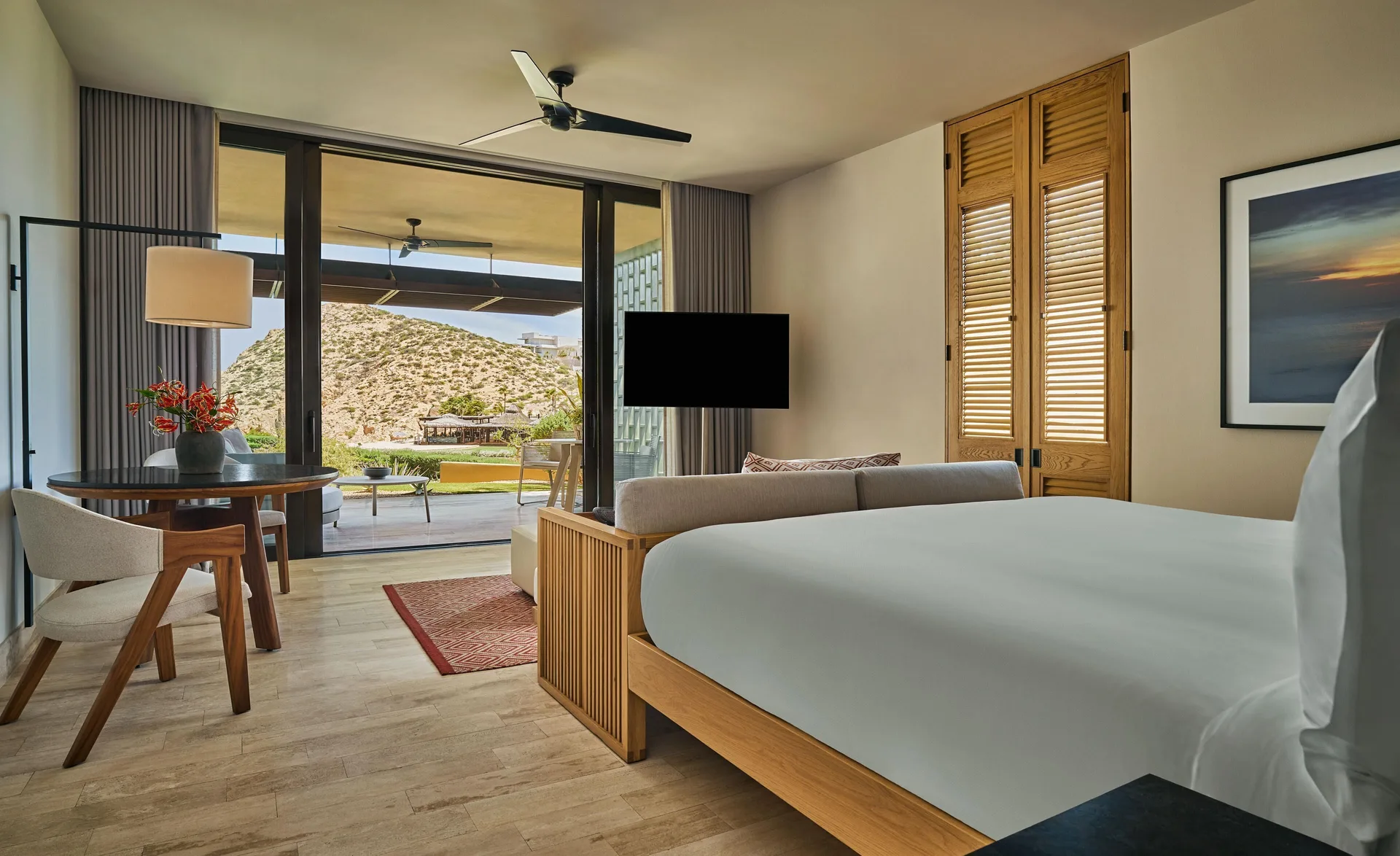 Coastal View Accessible Room with king bed and terrace at Montage Los Cabos.