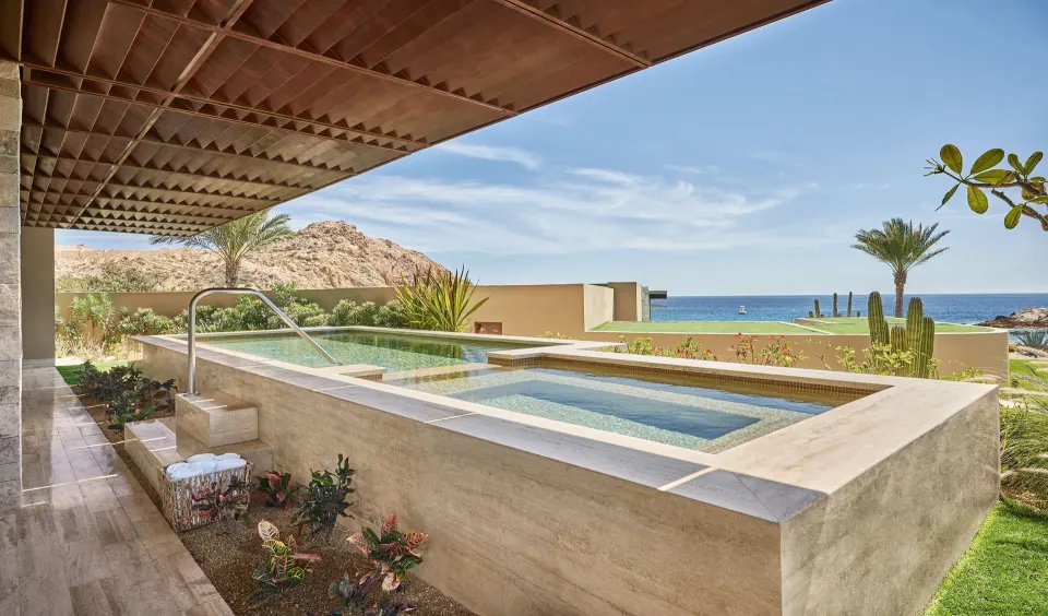 Private pool and ocean view terrace at Montage Los Cabos.