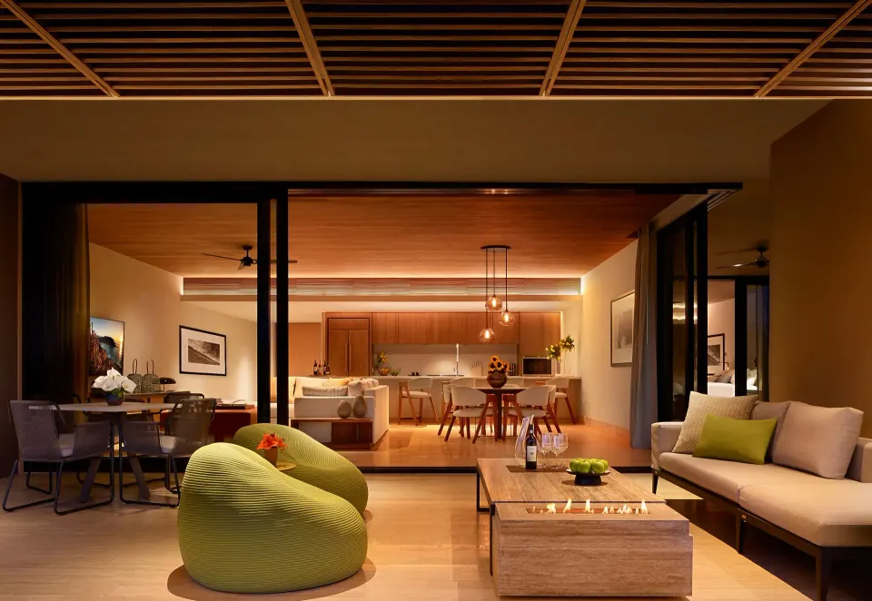 Ocean View Two Bedroom Residence terrace and living area at Montage Los Cabos.