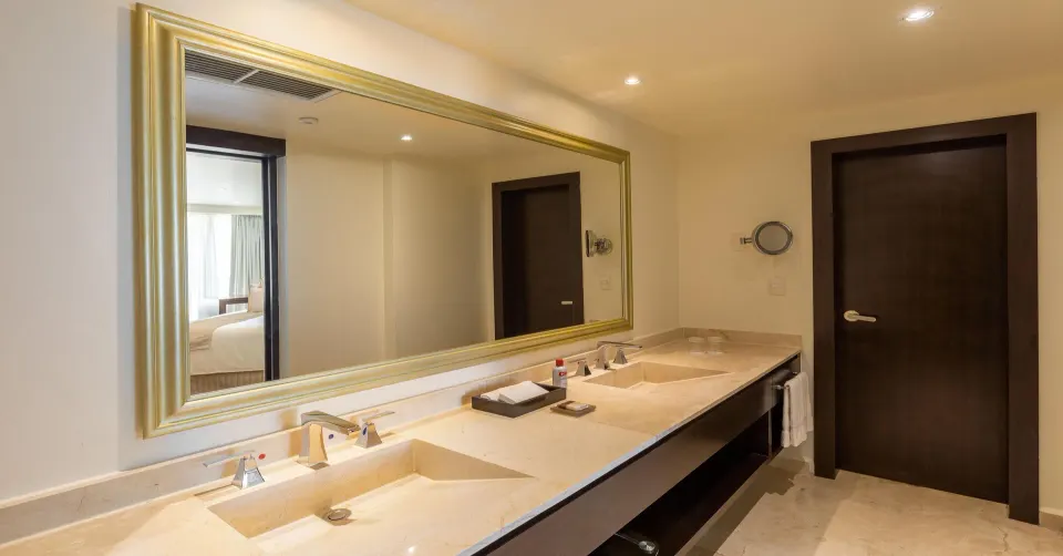 Superior Governor Suite ocean-view double vanity bathroom at Moon Palace Nizuc.