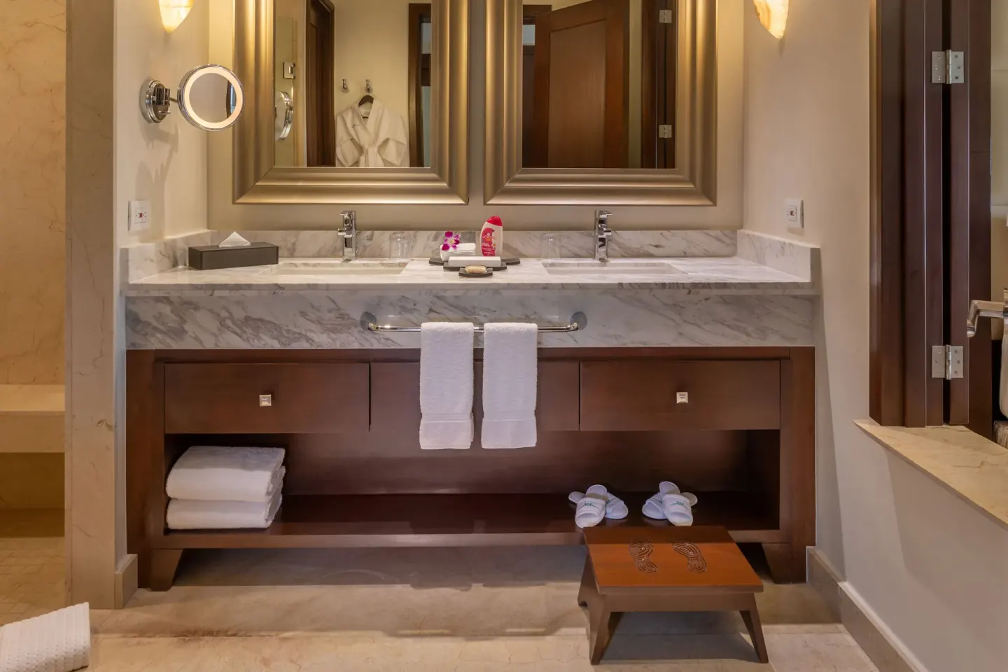 Grand Family Suite Garden View bathroom vanity at Moon Palace The Grand Cancun.