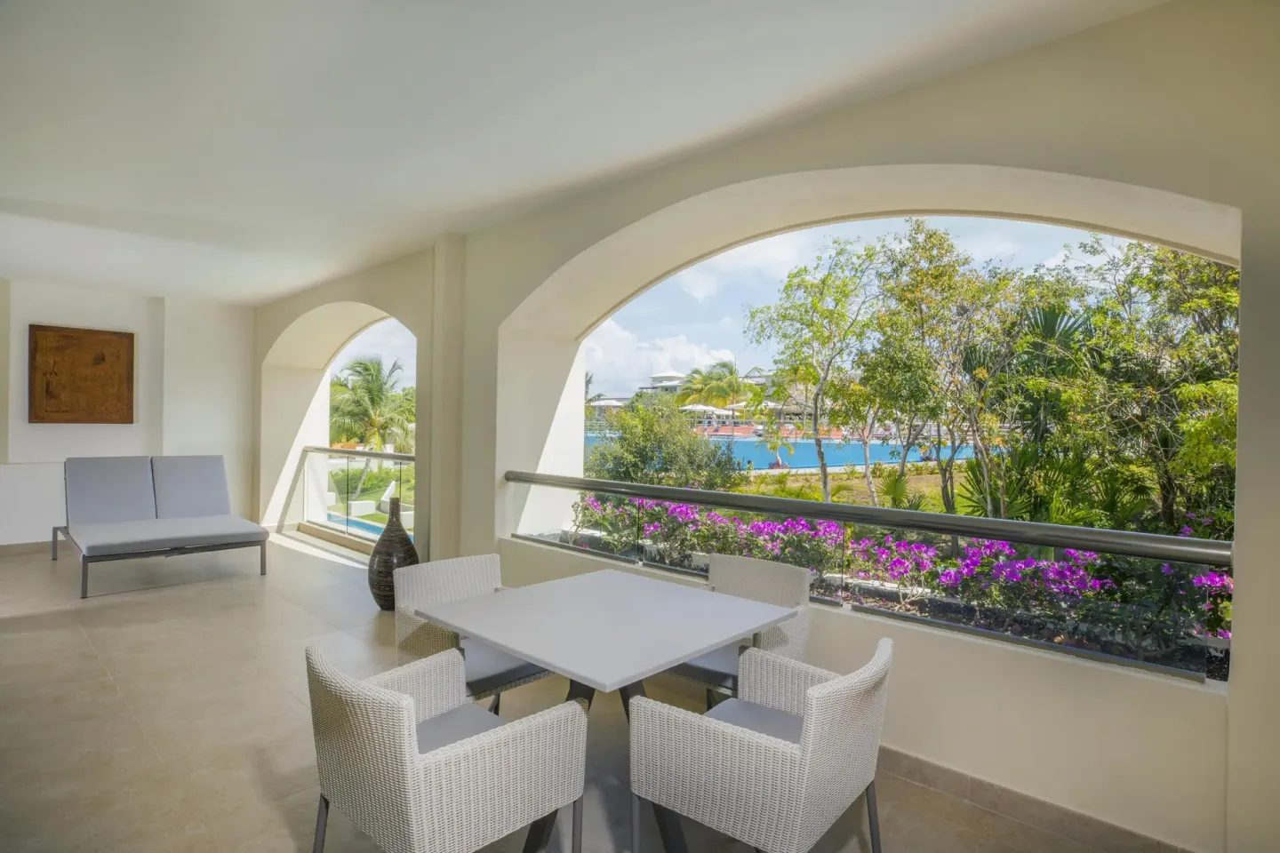 Grand Governor Suite furnished balcony at Moon Palace The Grand Cancun.