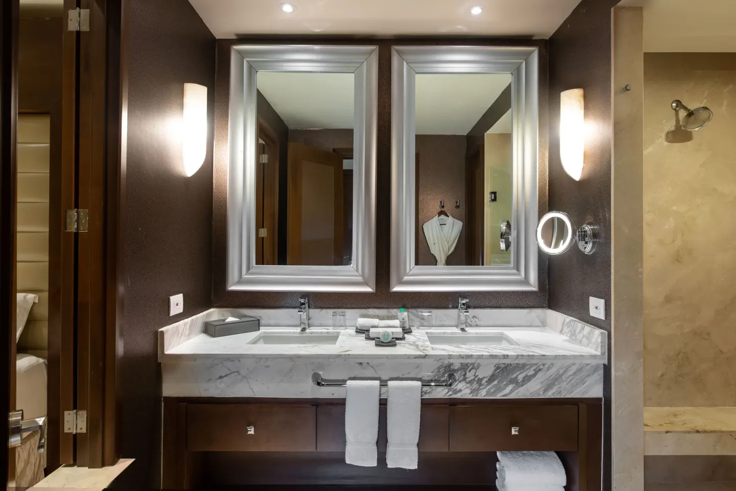 Grand Presidential Suite bathroom at Moon Palace The Grand Cancun with double vanity and shower.