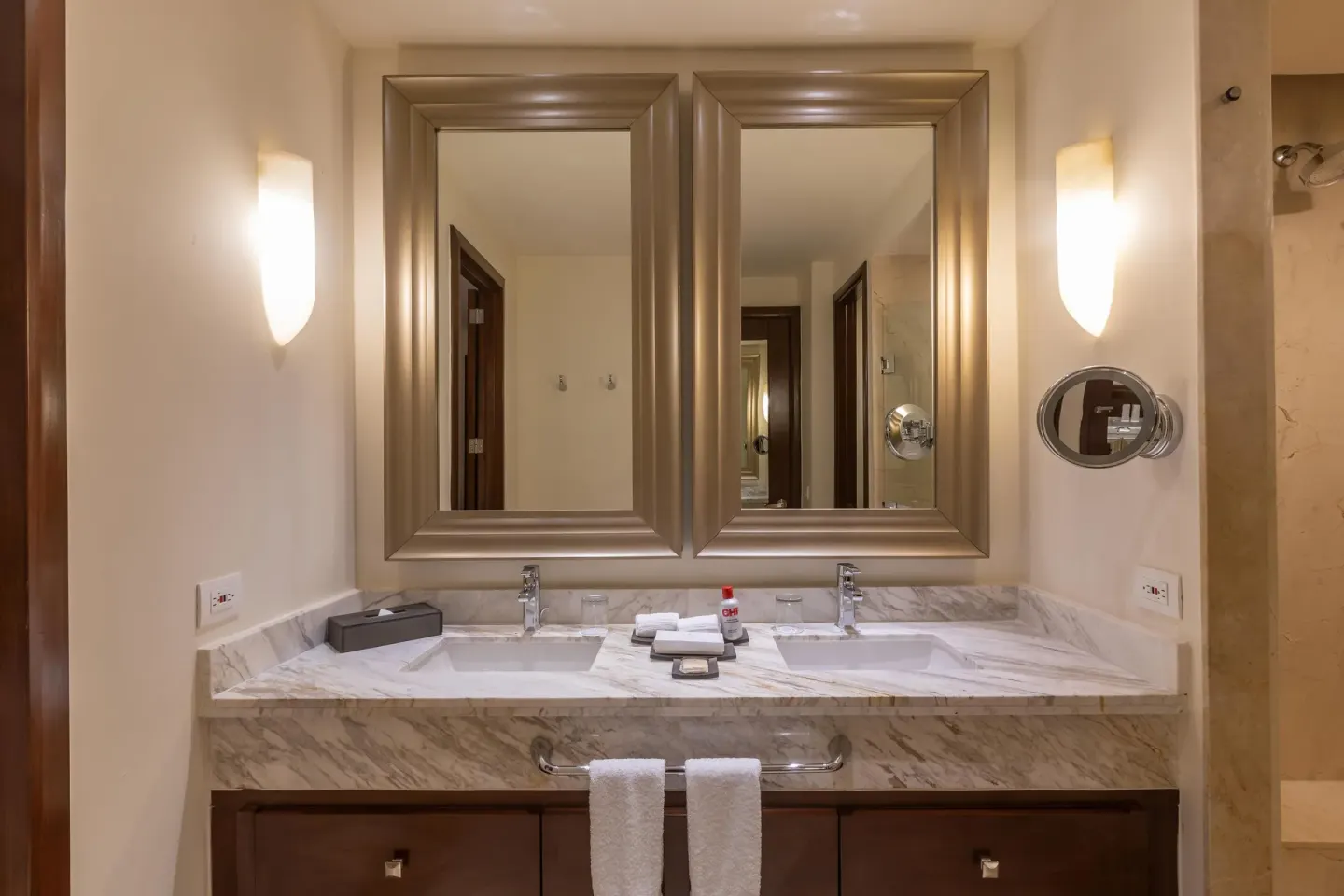 Grand Swim Up Suite Garden View bathroom vanity at Moon Palace The Grand Cancun.