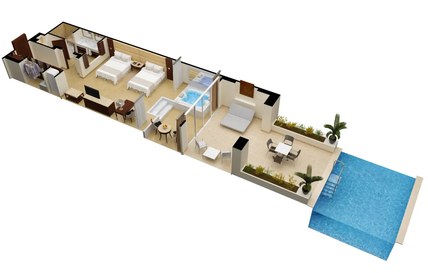 Grand Swim Up Suite Garden View floor plan at Moon Palace The Grand Cancun.