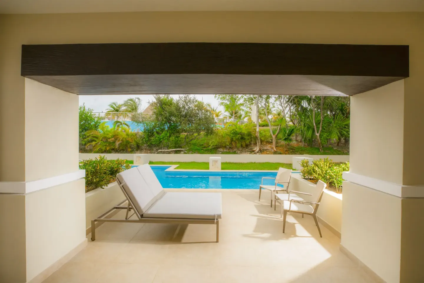 Grand Swim Up Suite Garden View patio and pool at Moon Palace The Grand Cancun.