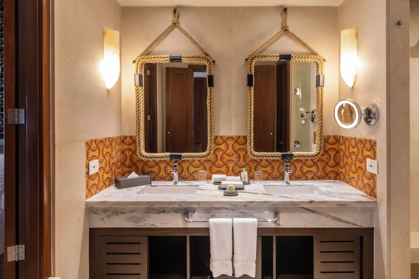 Grand Villa Four Bedroom bathroom vanity with twin sinks at Moon Palace The Grand Cancun.